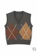 JA98 Gray Argyle Knit Sweater Vest