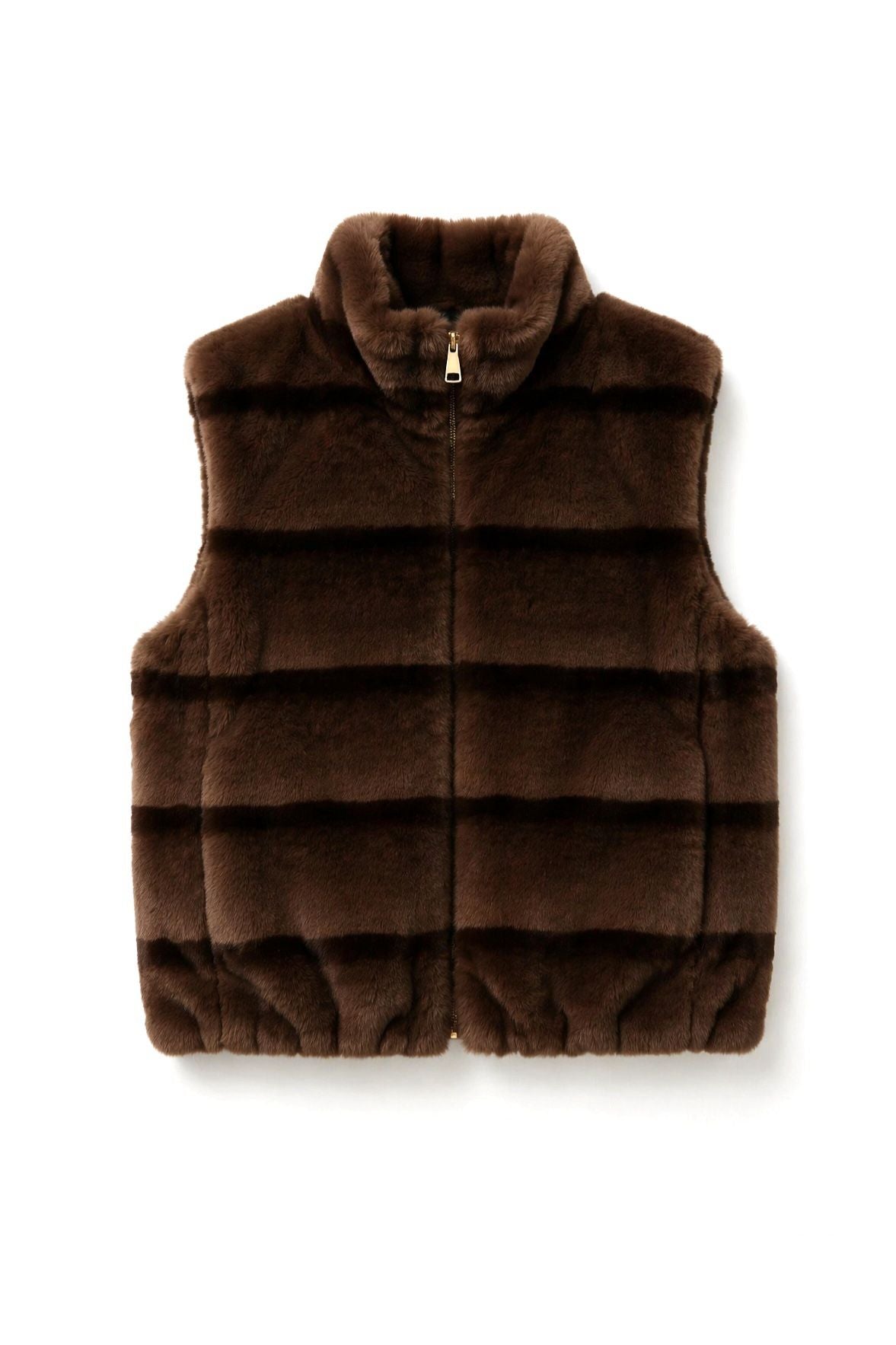 JA100 Brown Striped Faux Fur Vest