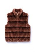 JA101 Pink Striped Faux Fur Vest