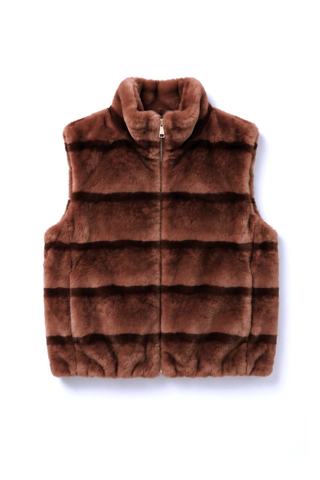JA101 Pink Striped Faux Fur Vest