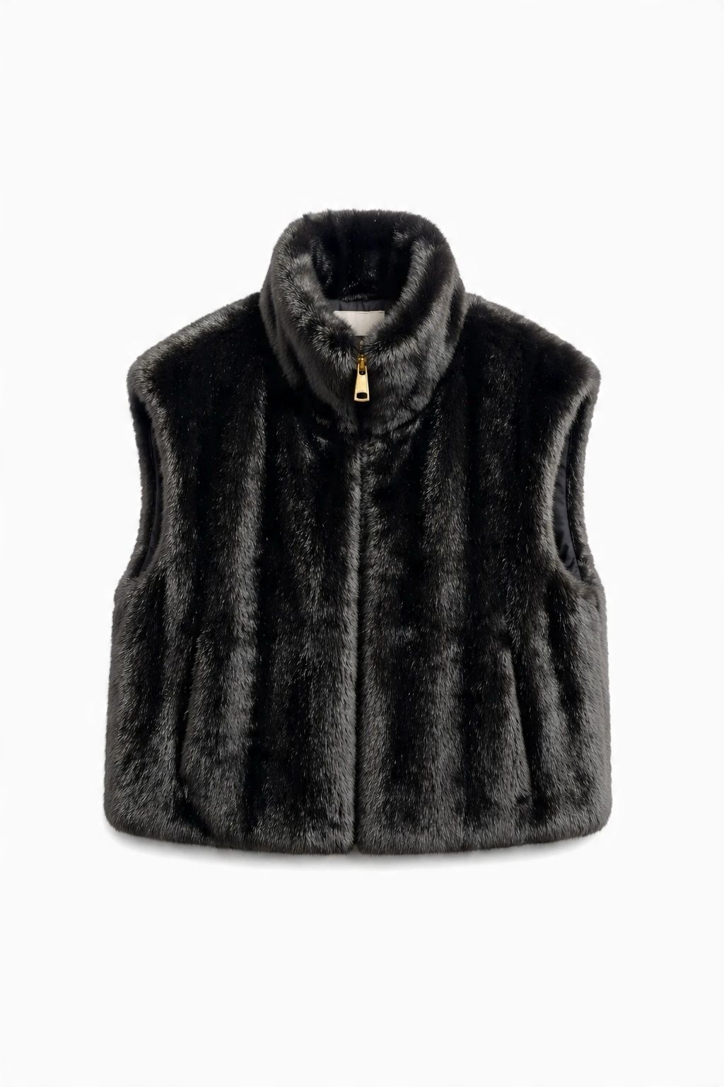 JA103 Black Faux Mink Vest