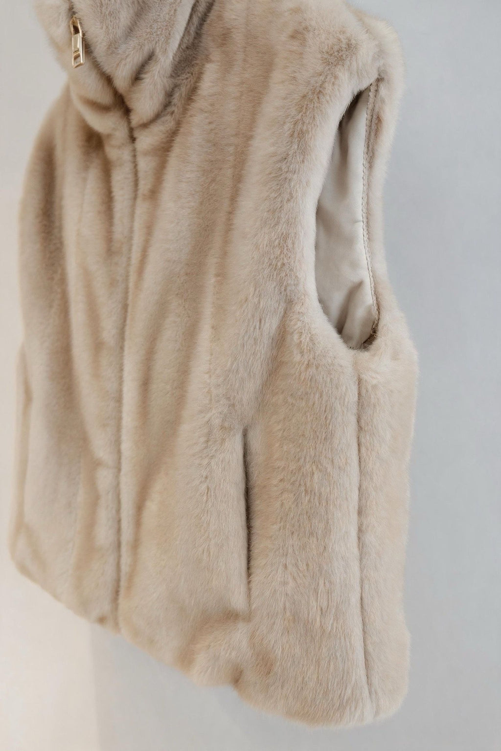 JA104 Beige Faux Mink Vest