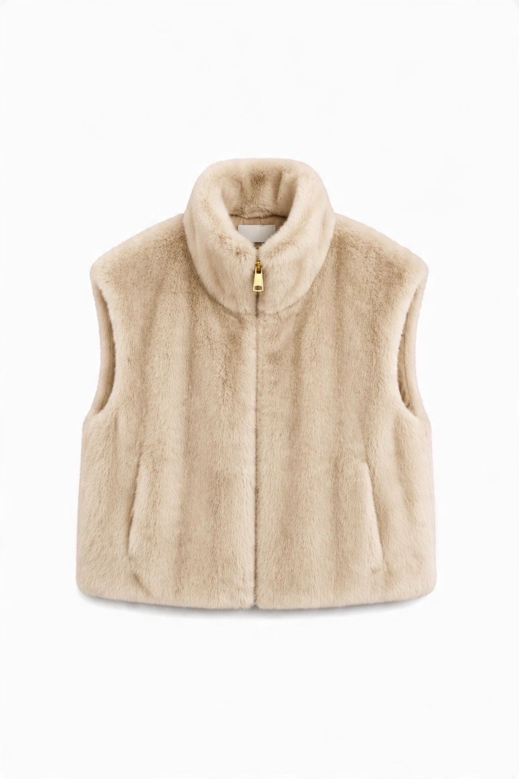 JA104 Beige Faux Mink Vest