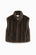 JA105 Dark Tan Faux Mink Vest
