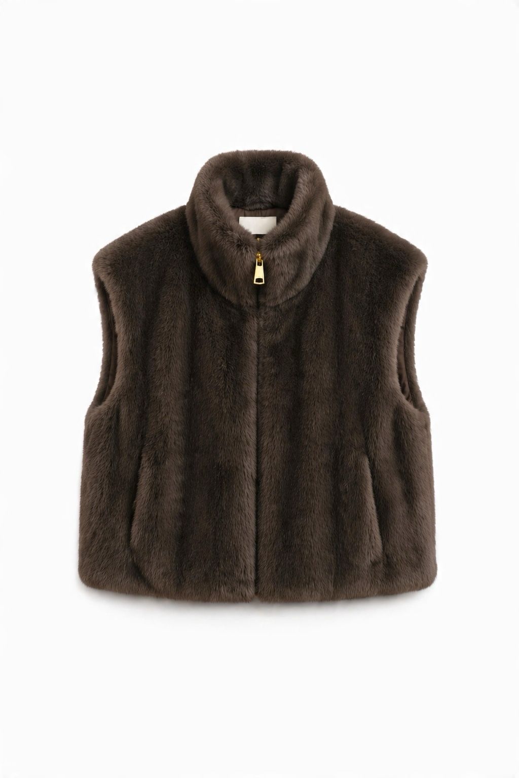 JA105 Dark Tan Faux Mink Vest