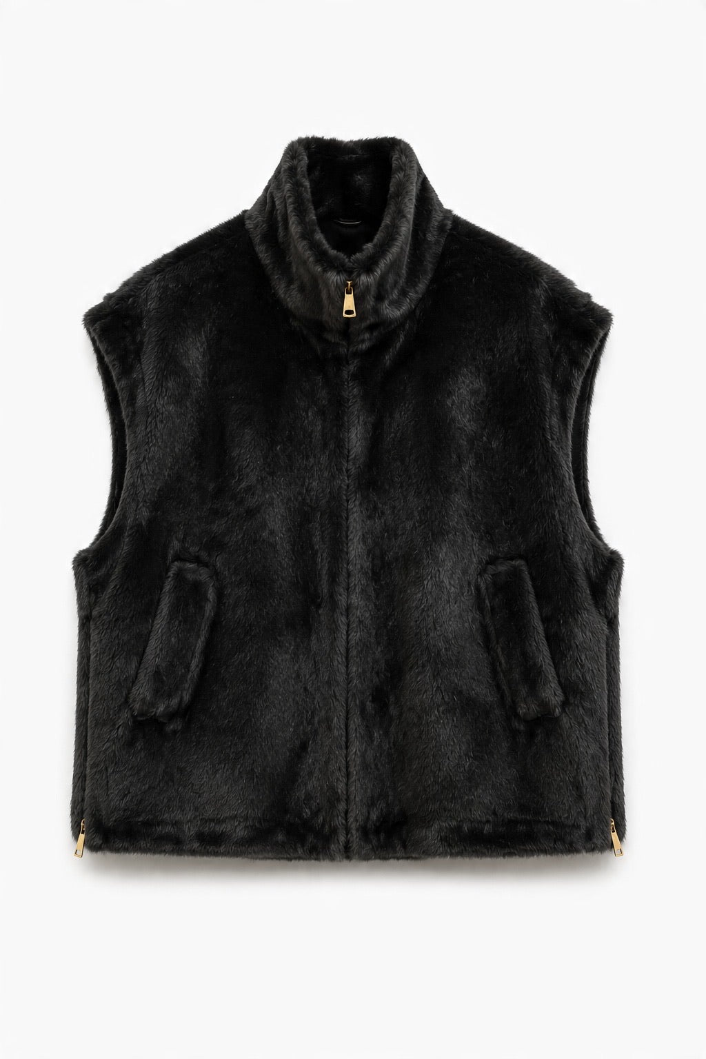 JA108 Black Faux Mink Vest