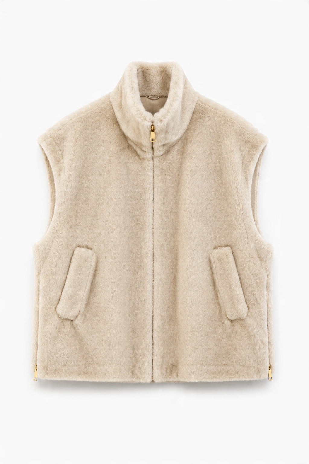 JA109 Beige Faux Mink Vest