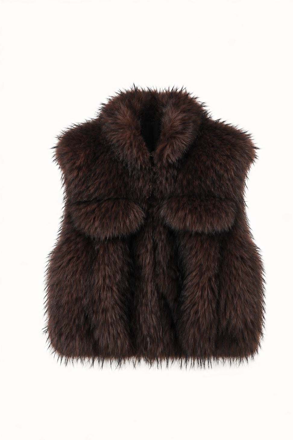 JA116 Brown Faux Fox Fur Vest