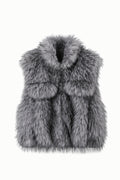 JA117 Gray Faux Fox Fur Vest