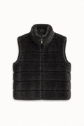 JA118 Black Ribbed Faux Mink Vest