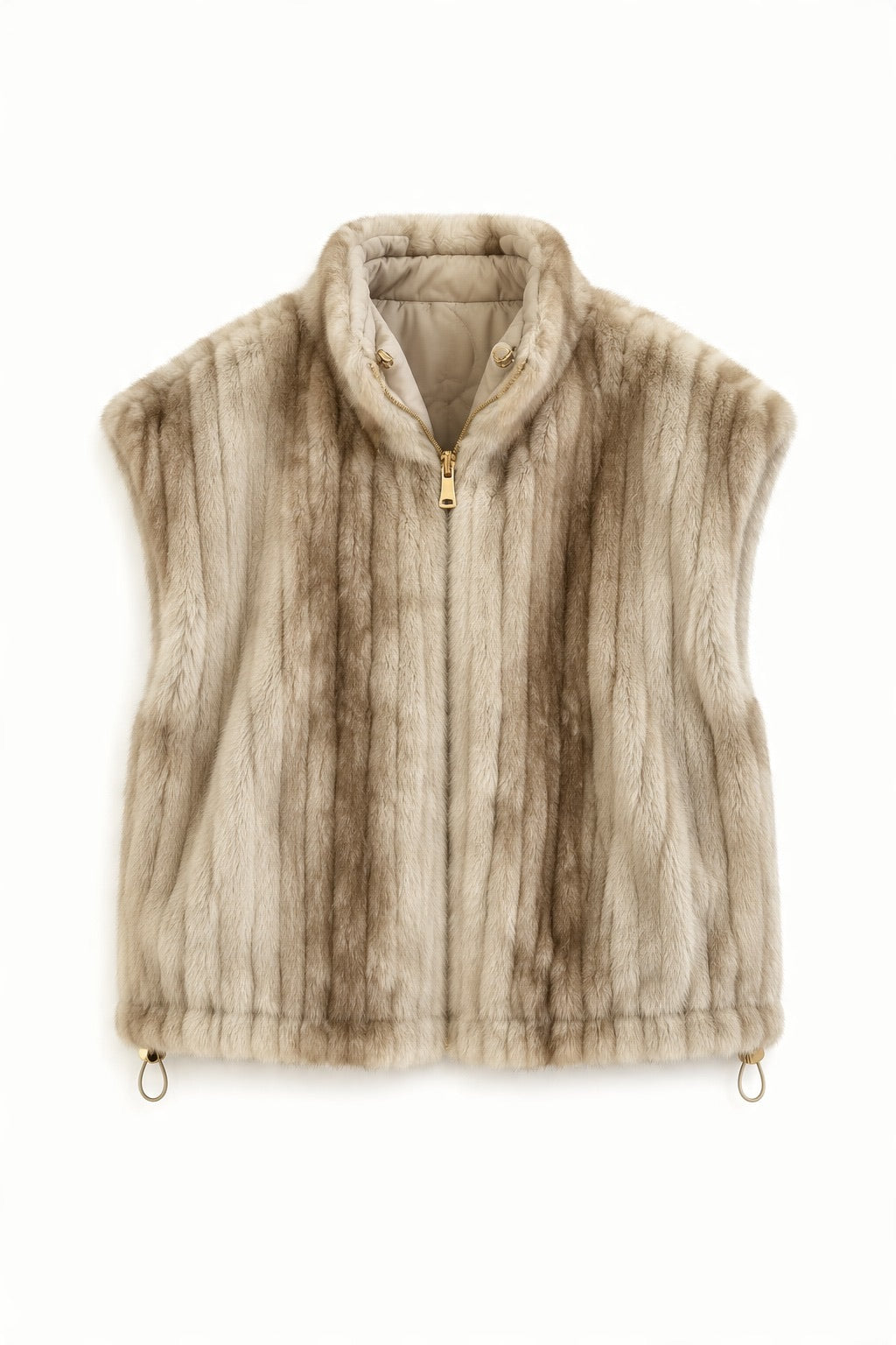 JA29 Beige Reversible Faux Fur Vest