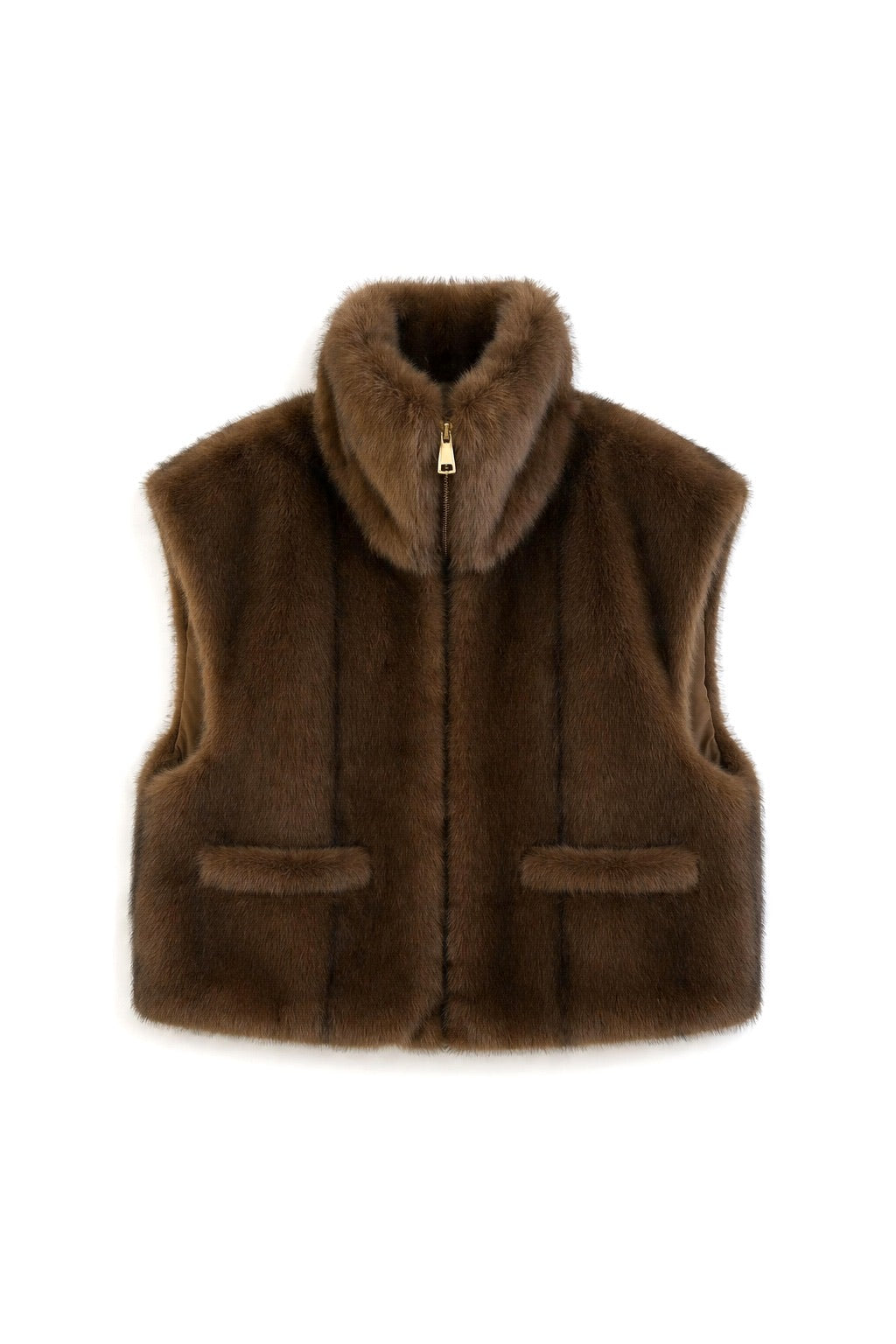 JA34 Light Brown Faux Fur Pocket Vest