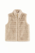 JA119 Beige Ribbed Faux Mink Vest