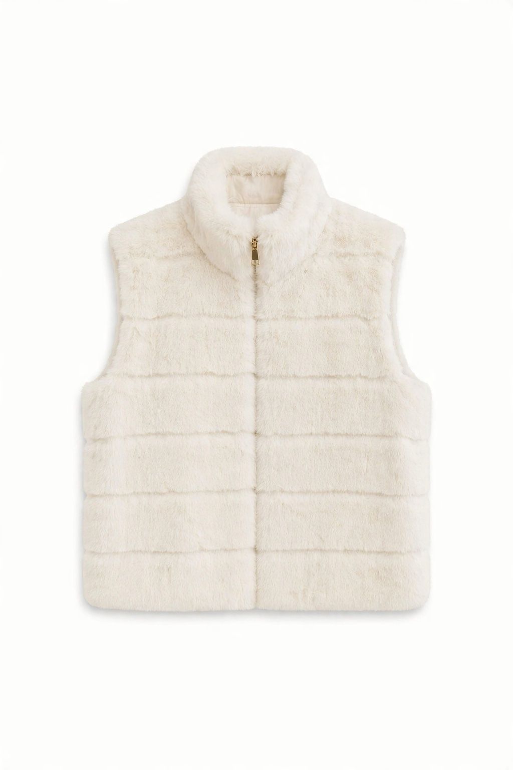 JA120 White Ribbed Faux Mink Vest