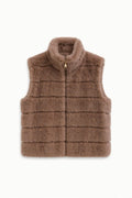 JA121 Dark Taupe Ribbed Faux Mink Vest