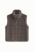 JA123 Dark Gray Ribbed Faux Mink Vest
