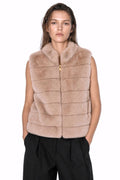 JA124 Pink Ribbed Faux Mink Vest