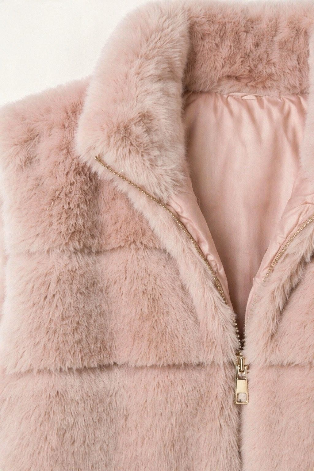 JA124 Pink Ribbed Faux Mink Vest
