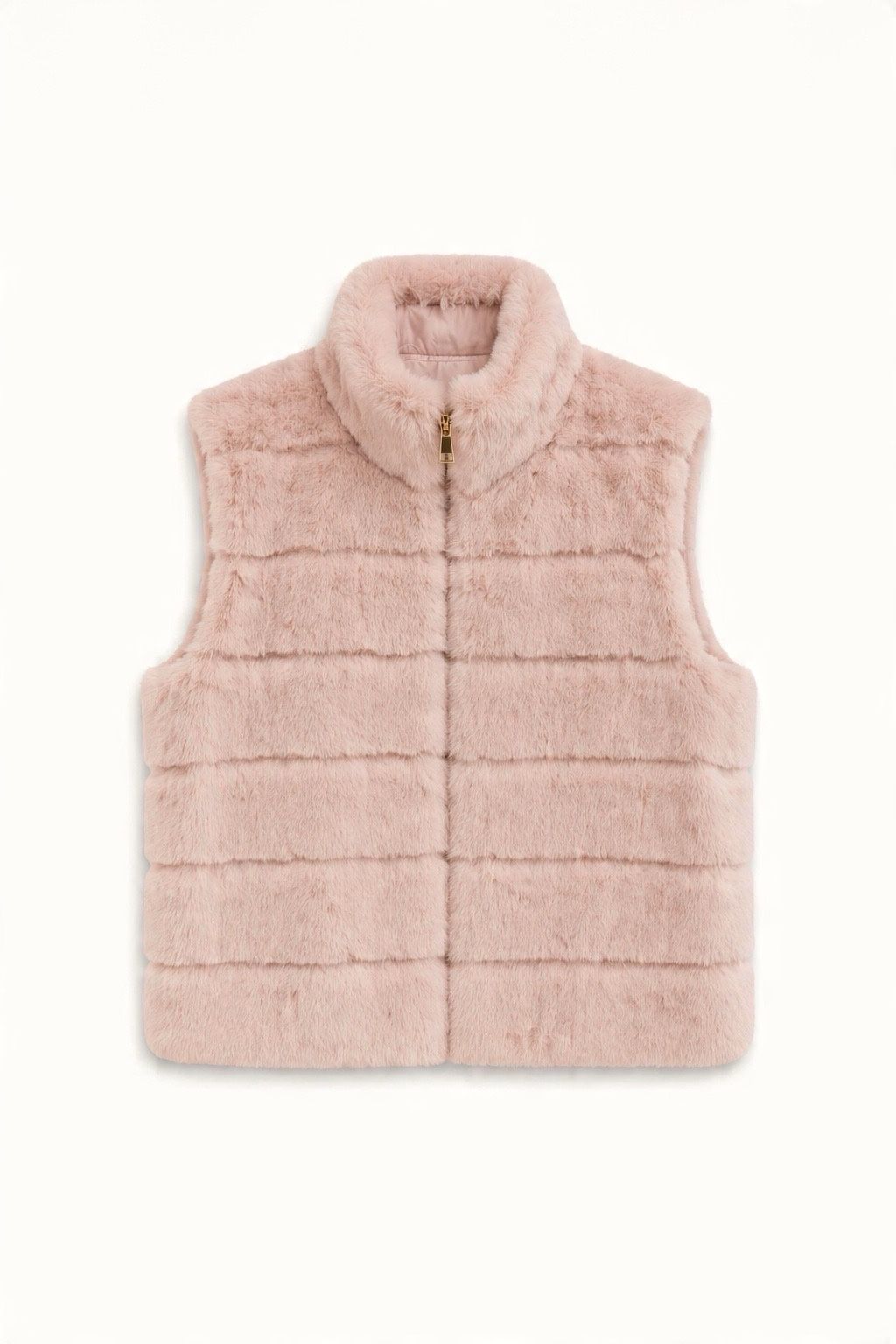 JA124 Pink Ribbed Faux Mink Vest