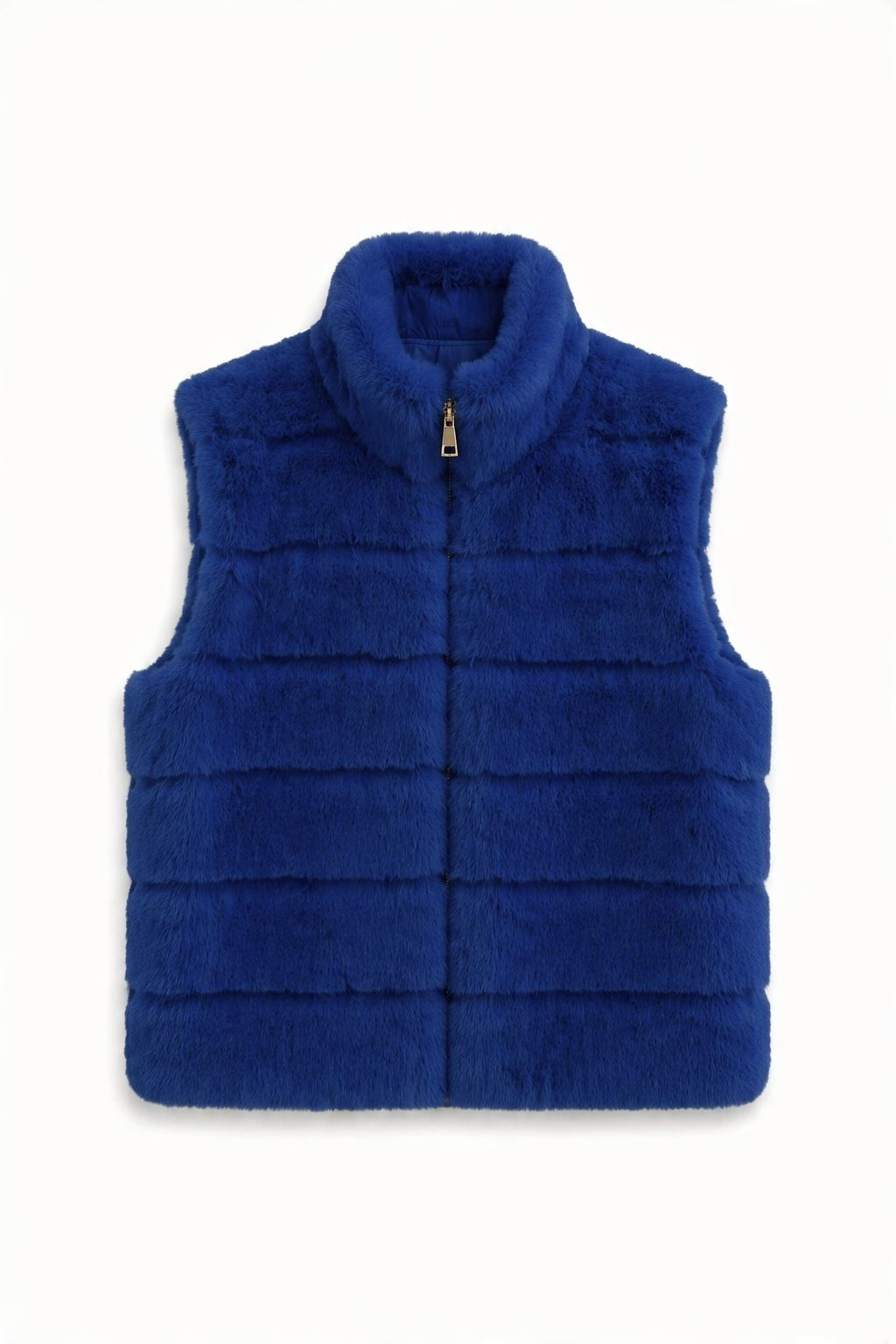 JA125 Royal Blue Ribbed Faux Mink Vest