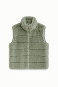 JA126 Green Ribbed Faux Mink Vest