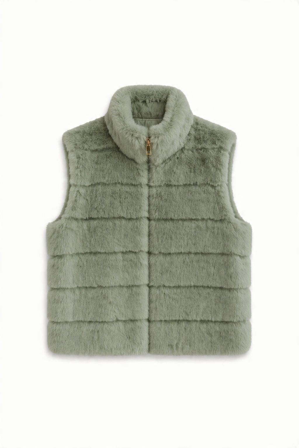 JA126 Green Ribbed Faux Mink Vest