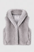 JA133 Light Gray Shawl Collar Faux Fur Vest