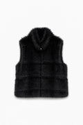 JA134 Black Faux Mink Vest