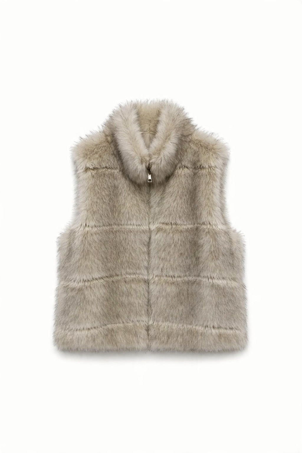 JA135 Beige Faux Mink Vest