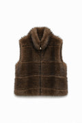 JA136 Brown Faux Mink Vest