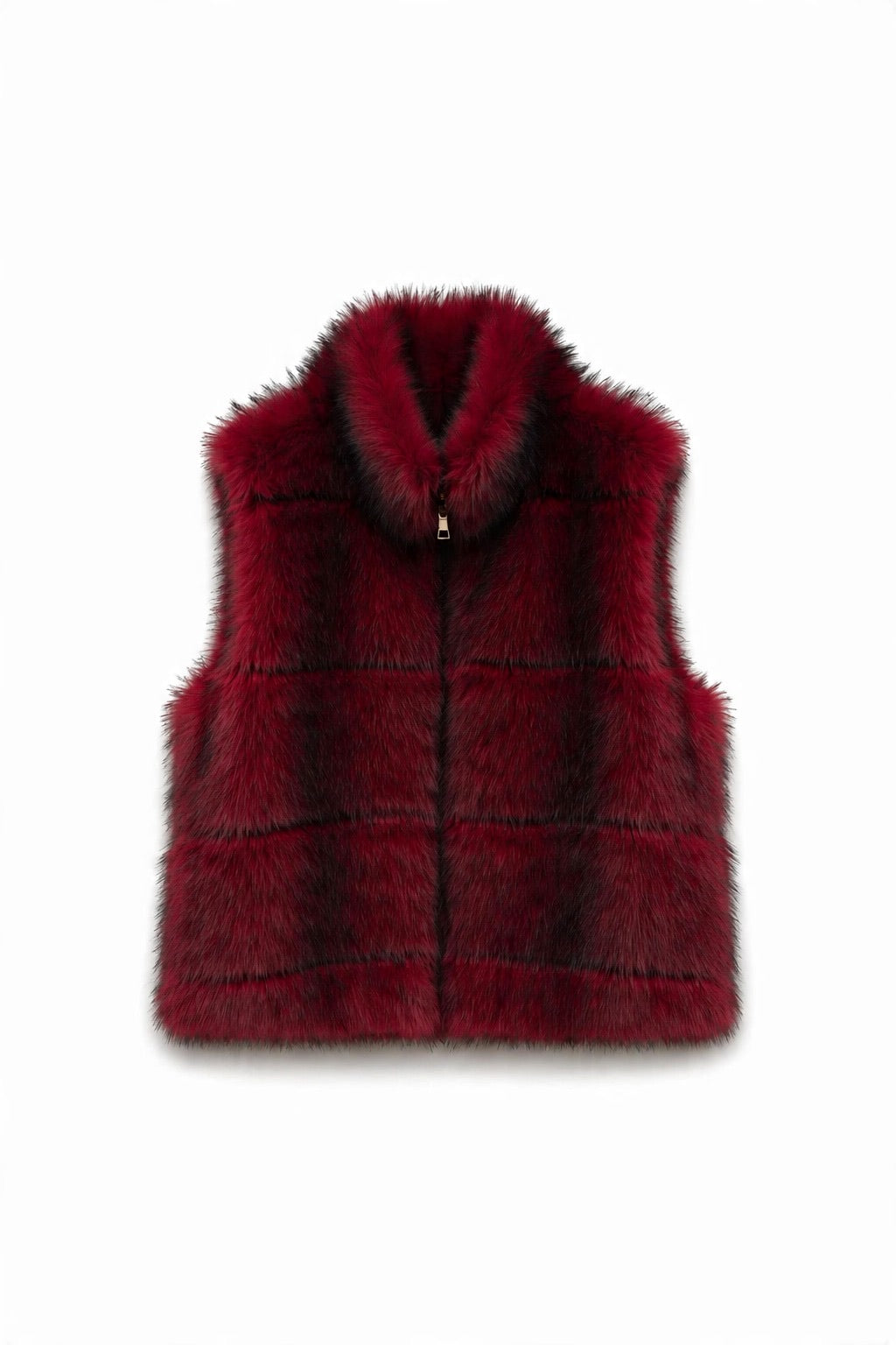 JA138 Wine Faux Mink Vest