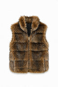 JA37 Taupe Tiered Faux Fur Vest