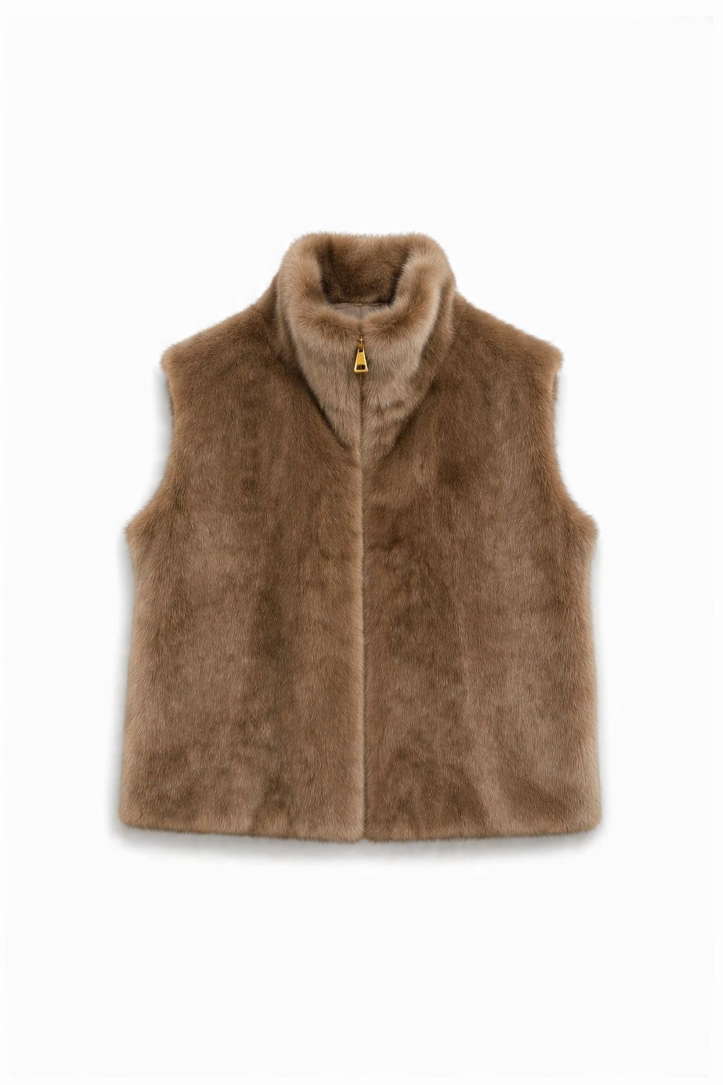 JA141 Taupe Faux Mink Vest