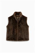 JA142 Brown Faux Mink Vest