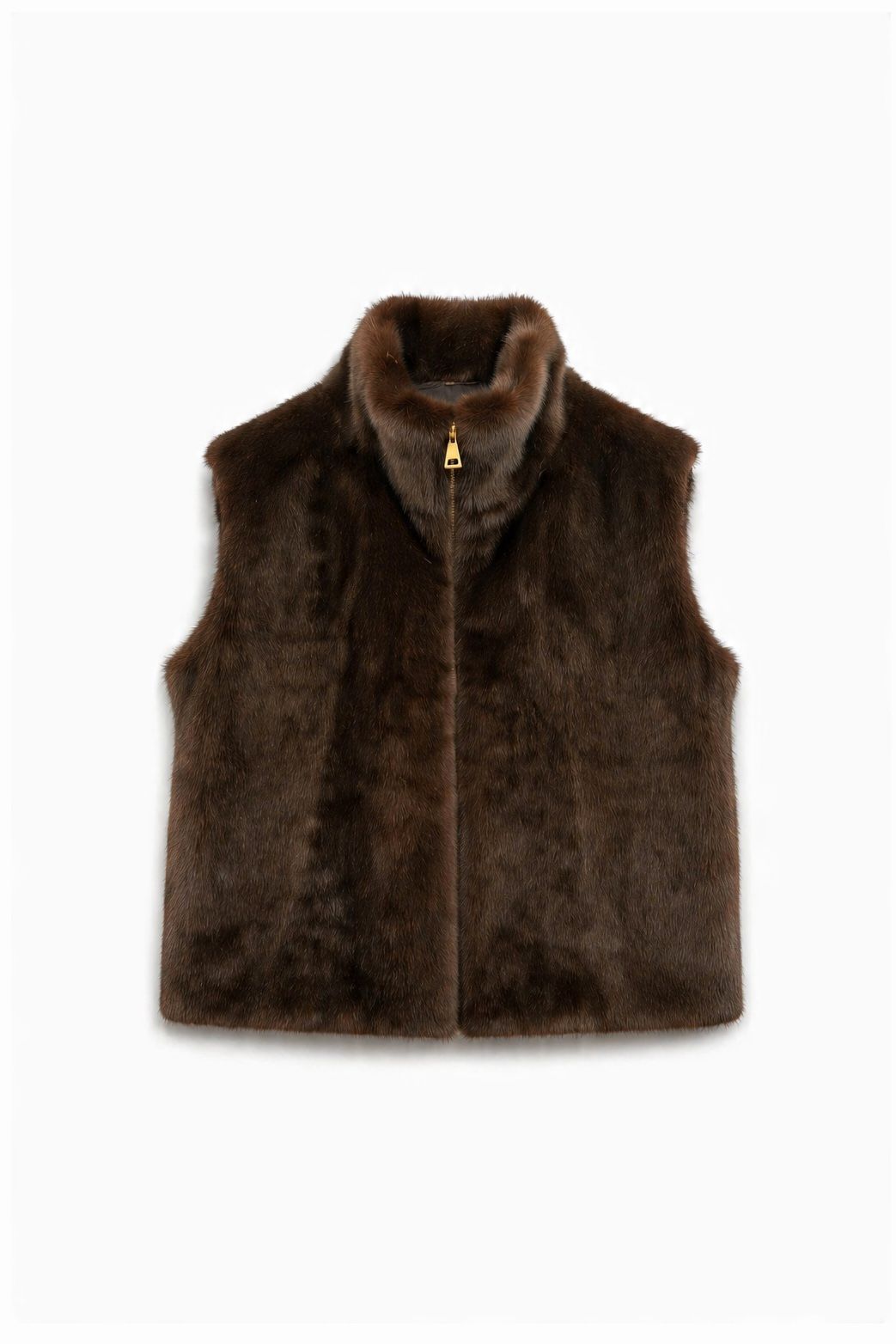 JA142 Brown Faux Mink Vest