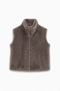 JA143 Taupe Gray Faux Mink Vest