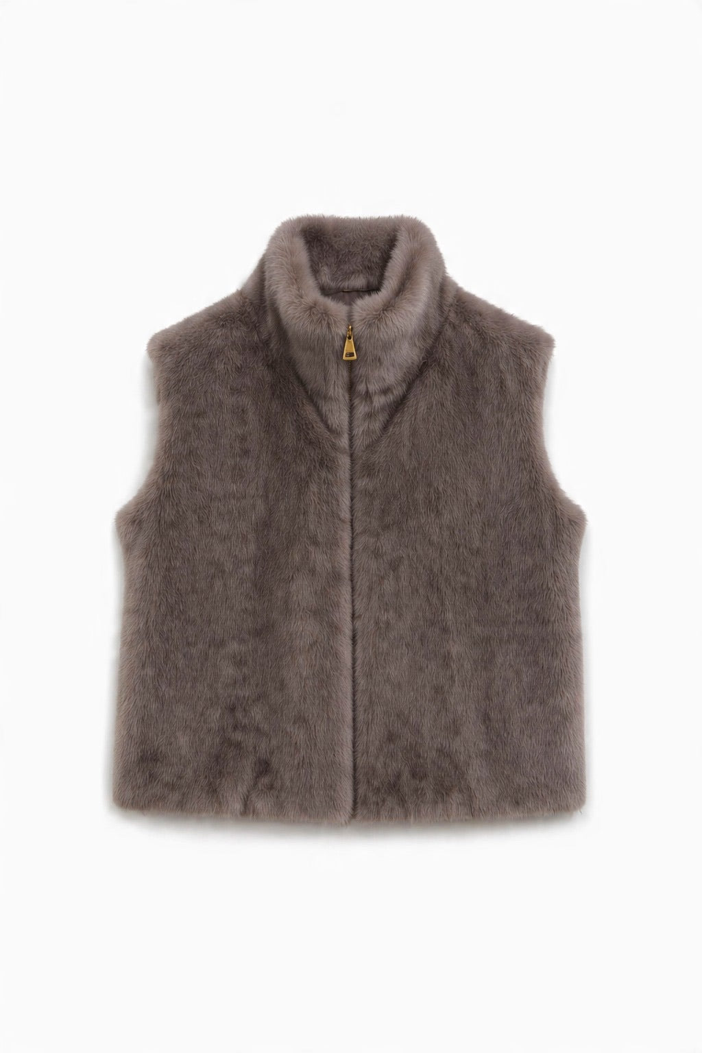 JA143 Taupe Gray Faux Mink Vest