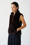 JA145 Wine Faux Mink Vest