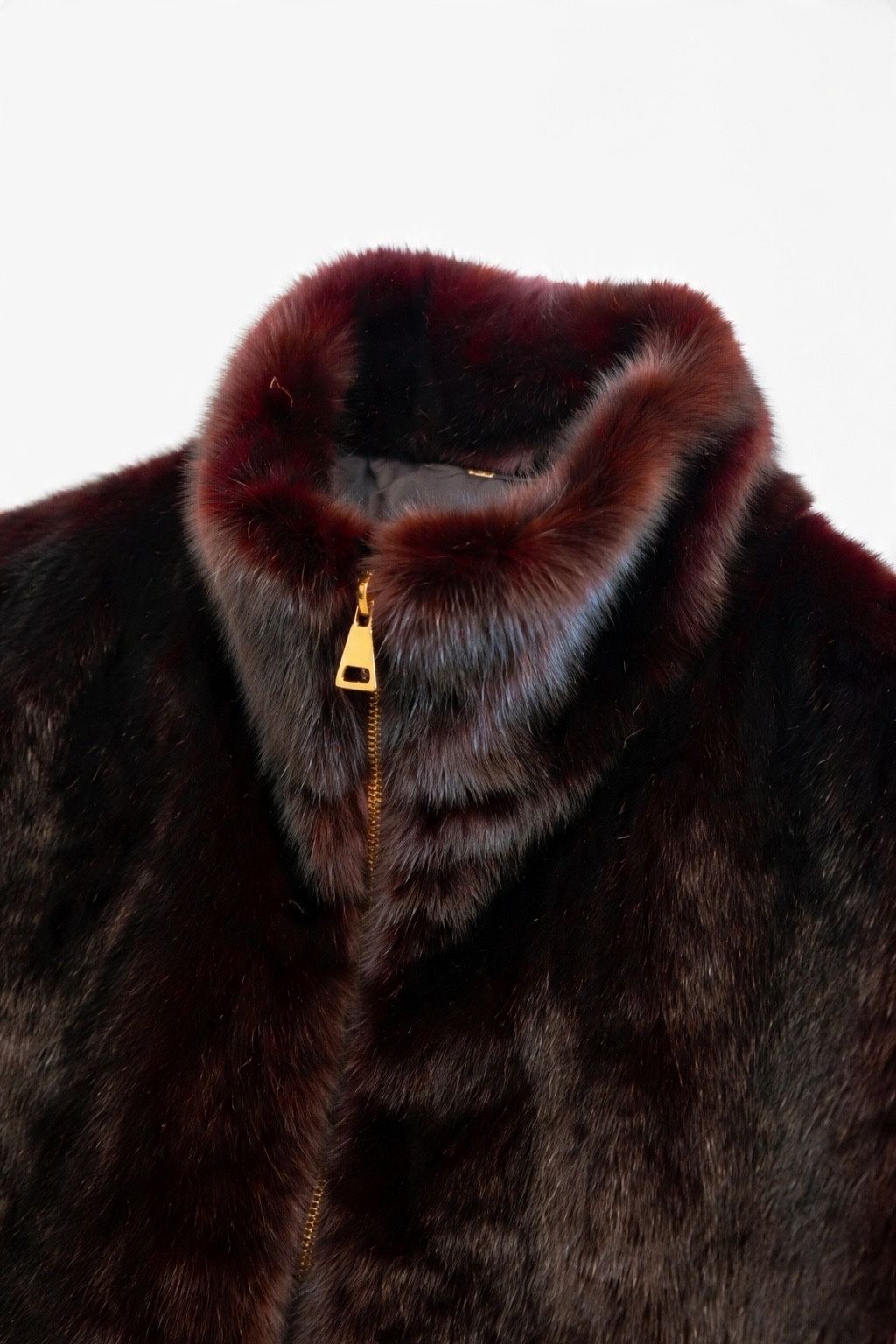 JA145 Wine Faux Mink Vest