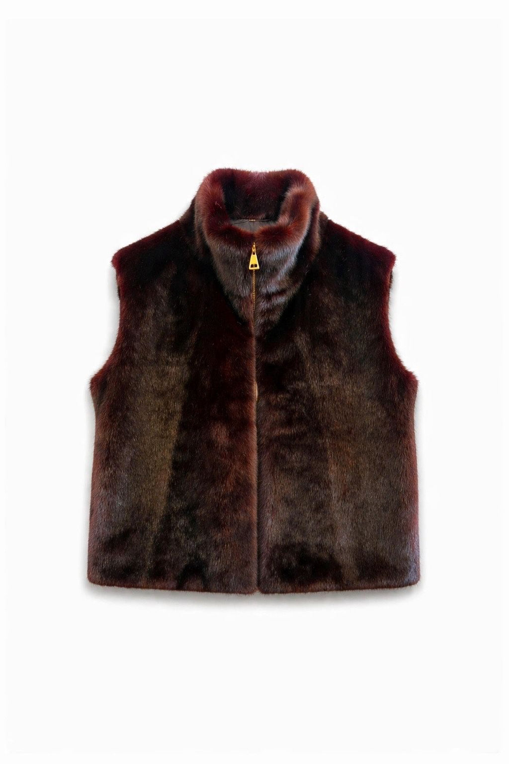 JA145 Wine Faux Mink Vest