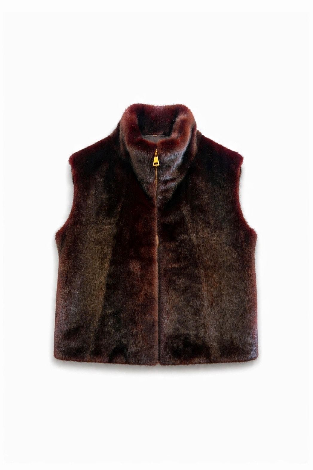 JA145 Wine Faux Mink Vest