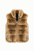 JA38 Camel Tiered Faux Fur Vest