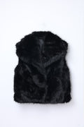JA146 Black Wide Collar Faux Fur Vest