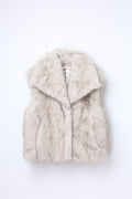 JA147 Beige Wide Collar Faux Fur Vest