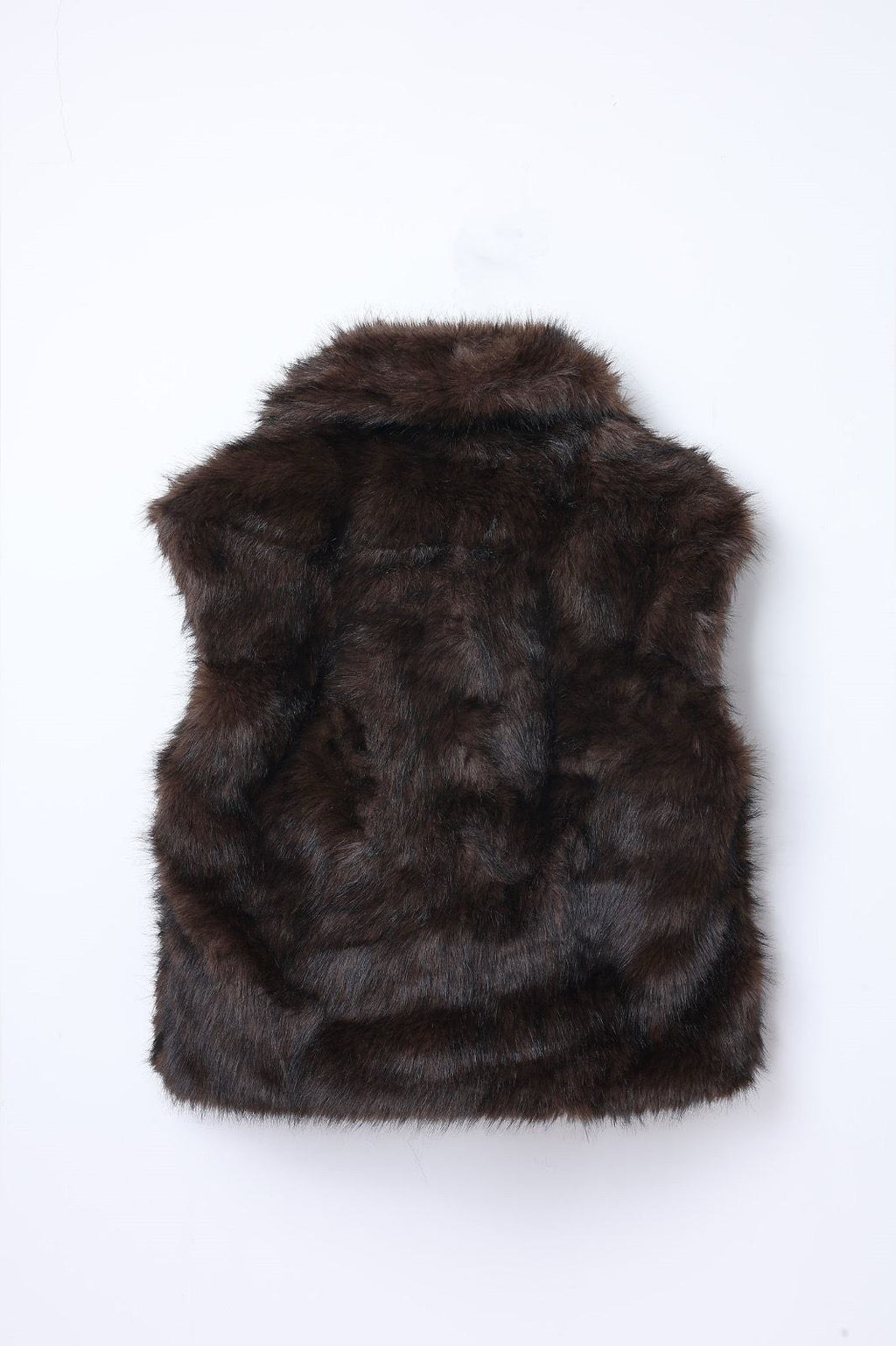 JA148 Brown Wide Collar Faux Fur Vest