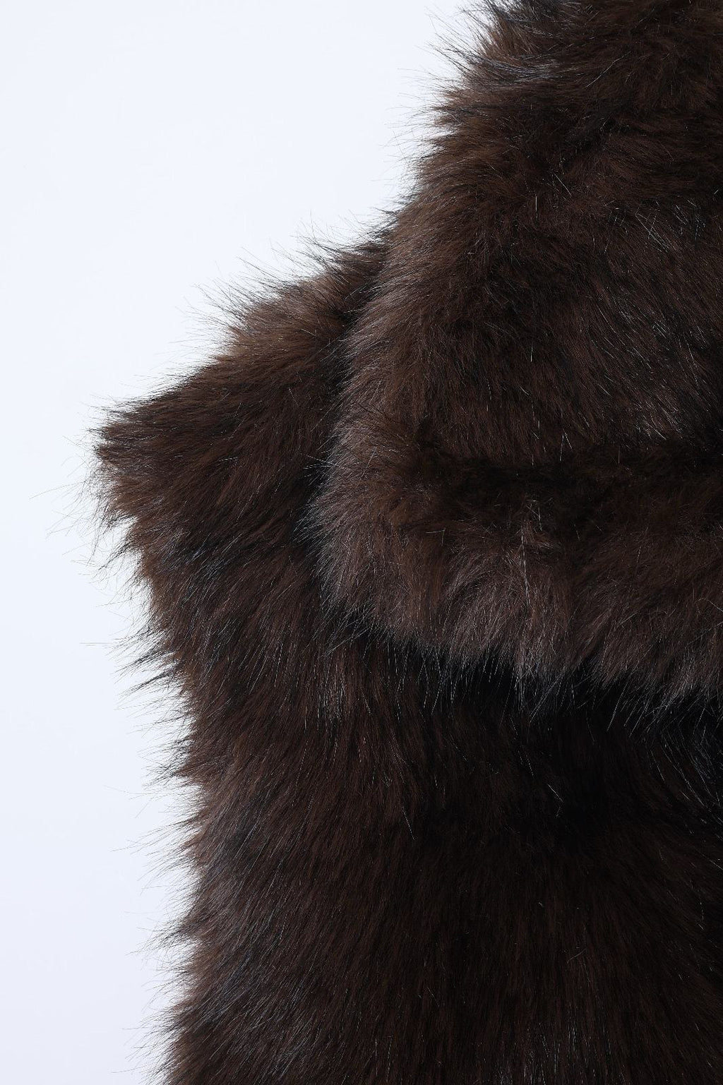 JA148 Brown Wide Collar Faux Fur Vest