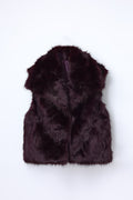 JA150 Burgundy Wide Collar Faux Fur Vest