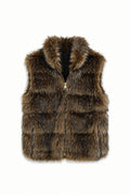 JA39 Brown Tiered Faux Fur Vest