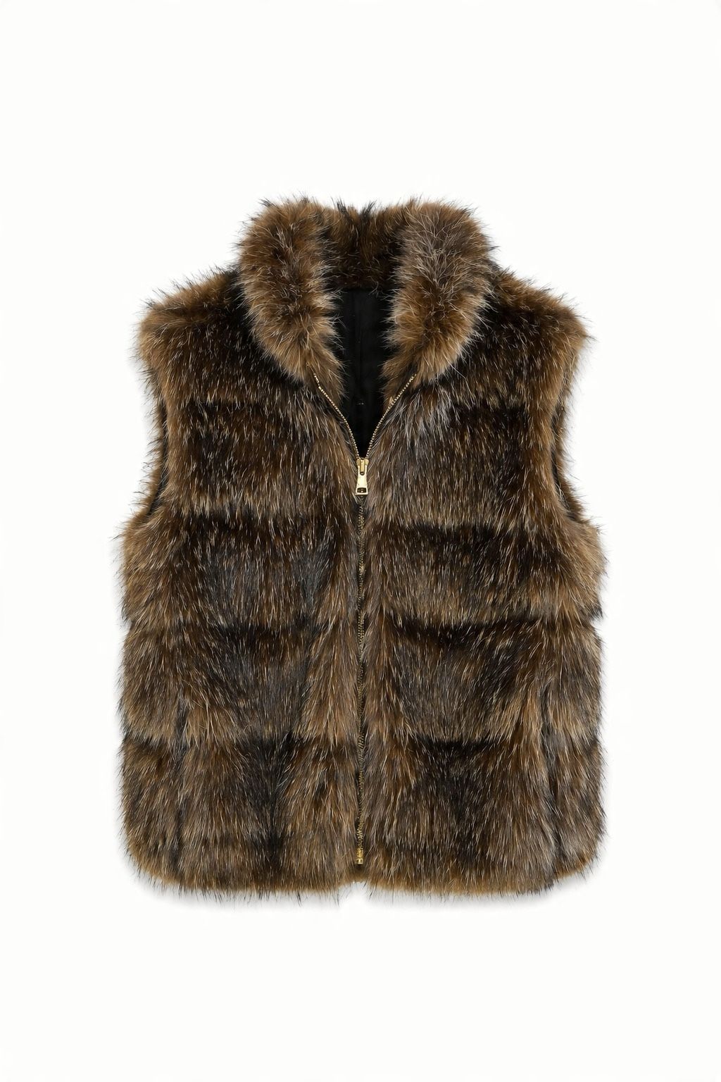JA39 Brown Tiered Faux Fur Vest