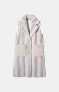 JA154 Beige Long Faux Mink Vest